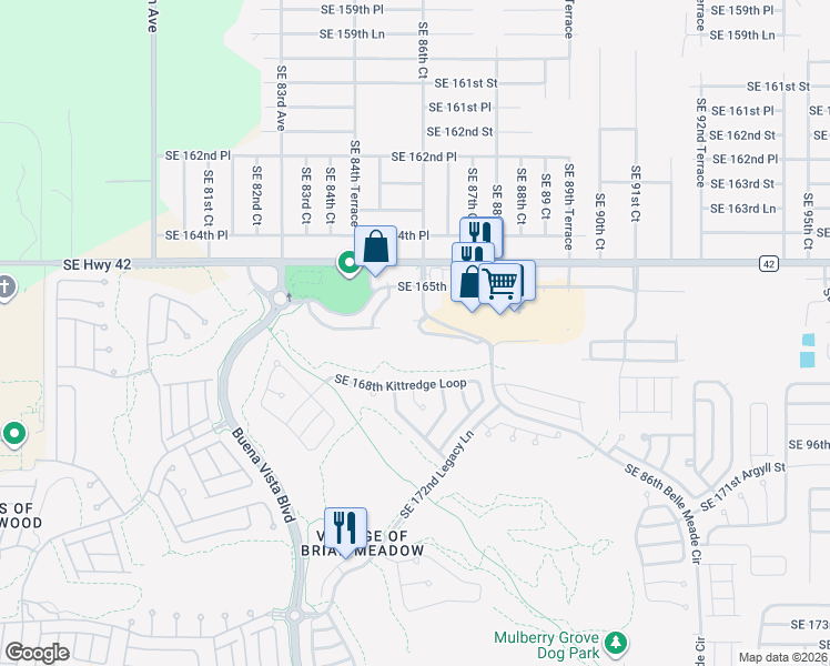 map of restaurants, bars, coffee shops, grocery stores, and more near 8605 Southeast 166th Martin Lane in The Villages