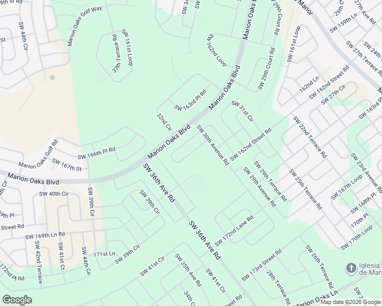 map of restaurants, bars, coffee shops, grocery stores, and more near 3387 Southwest 165th Loop in Ocala