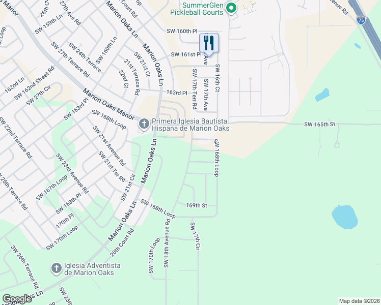 map of restaurants, bars, coffee shops, grocery stores, and more near in Marion County