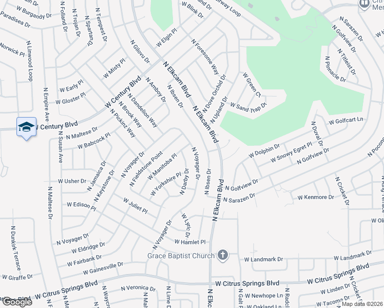 map of restaurants, bars, coffee shops, grocery stores, and more near 8006 North Voyager Drive in Citrus Springs