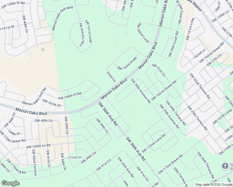 map of restaurants, bars, coffee shops, grocery stores, and more near 3382 Southwest 165th Loop in Ocala