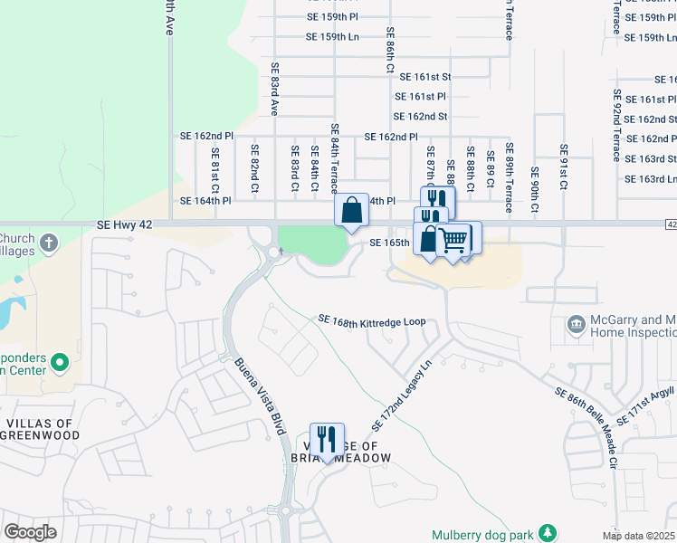 map of restaurants, bars, coffee shops, grocery stores, and more near 8497 Southeast 167th Forsyth Street in The Villages