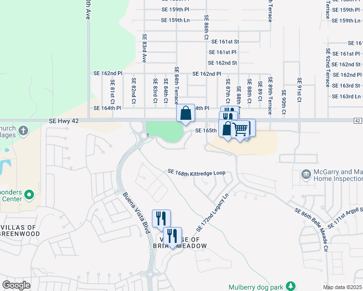 map of restaurants, bars, coffee shops, grocery stores, and more near 8497 Southeast 167th Forsyth Street in The Villages
