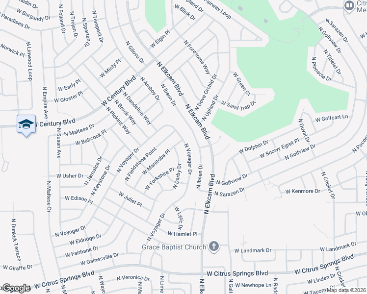 map of restaurants, bars, coffee shops, grocery stores, and more near 8006 North Voyager Drive in Citrus Springs