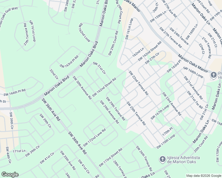 map of restaurants, bars, coffee shops, grocery stores, and more near 16658 Southwest 29th Terrace Road in Ocala