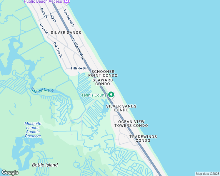 map of restaurants, bars, coffee shops, grocery stores, and more near 4831 Saxon Drive in New Smyrna Beach