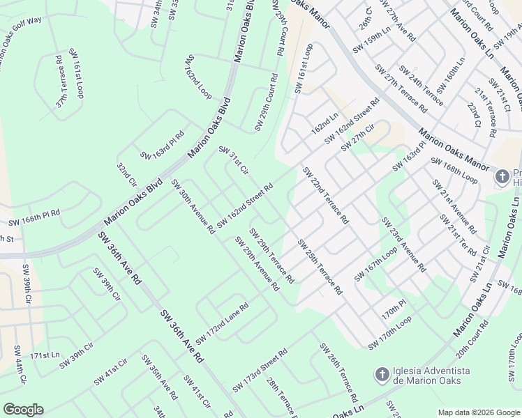 map of restaurants, bars, coffee shops, grocery stores, and more near 16658 Southwest 29th Terrace Road in Ocala