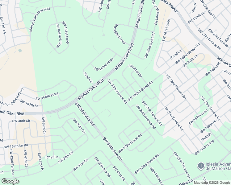 map of restaurants, bars, coffee shops, grocery stores, and more near 16572 Southwest 30th Avenue Road in Ocala