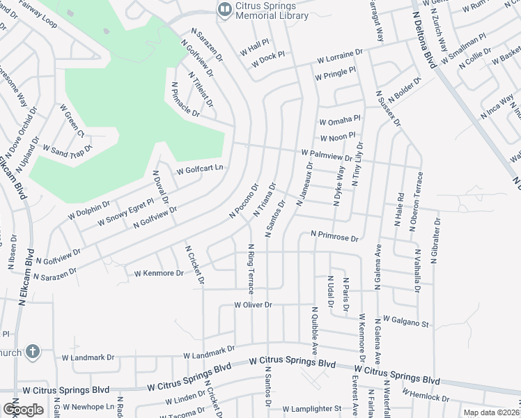 map of restaurants, bars, coffee shops, grocery stores, and more near 8011 North Triana Drive in Citrus Springs