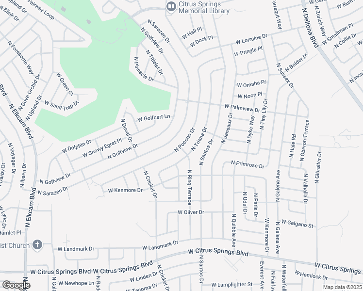 map of restaurants, bars, coffee shops, grocery stores, and more near 8011 North Pocono Drive in Citrus Springs