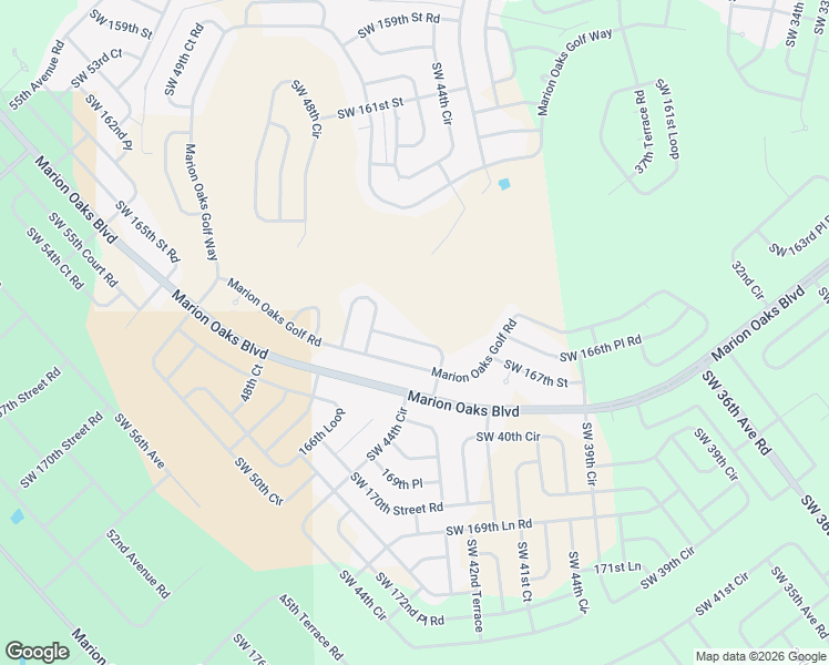 map of restaurants, bars, coffee shops, grocery stores, and more near 16669 Southwest 43rd Terrace Road in Ocala