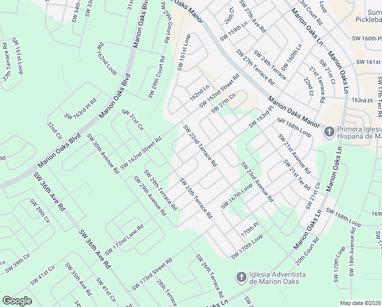 map of restaurants, bars, coffee shops, grocery stores, and more near 2821 Southwest 164th Street Road in Ocala