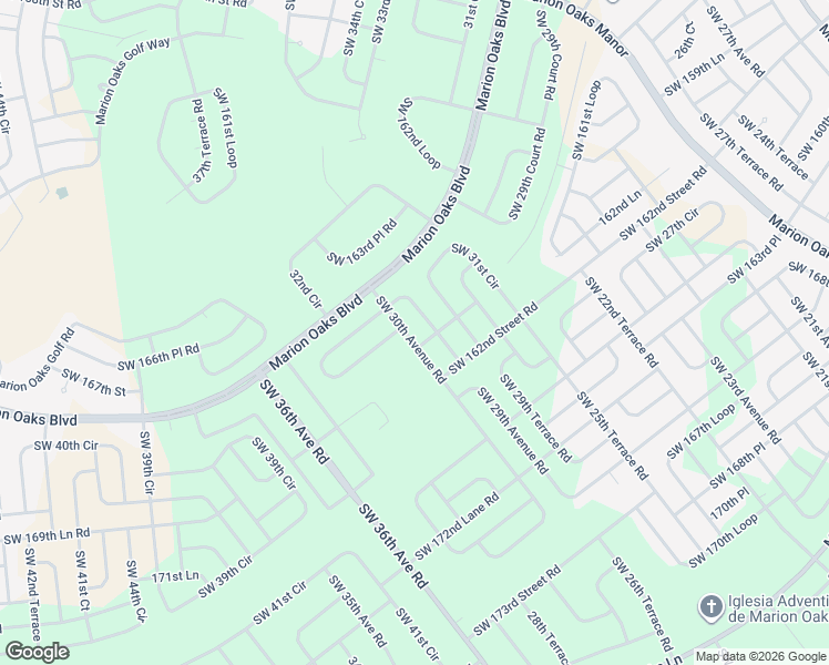 map of restaurants, bars, coffee shops, grocery stores, and more near 16572 Southwest 30th Avenue Road in Ocala