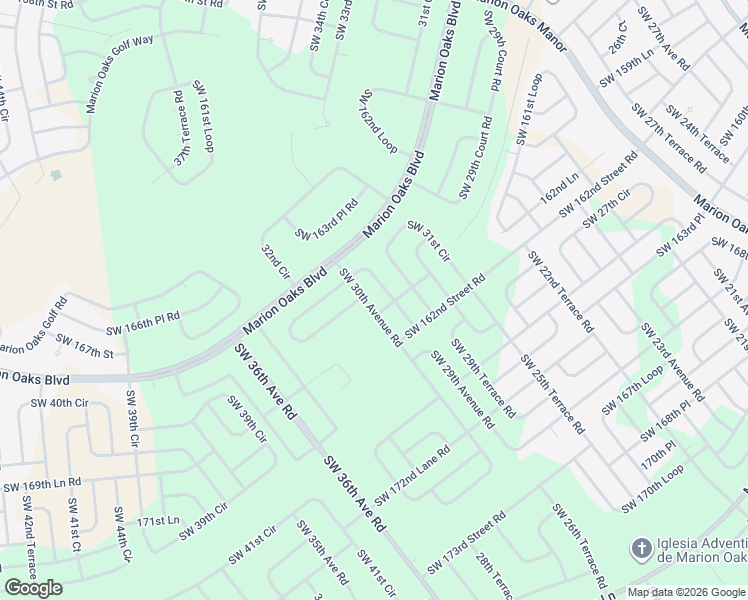 map of restaurants, bars, coffee shops, grocery stores, and more near 16572 Southwest 30th Avenue Road in Ocala