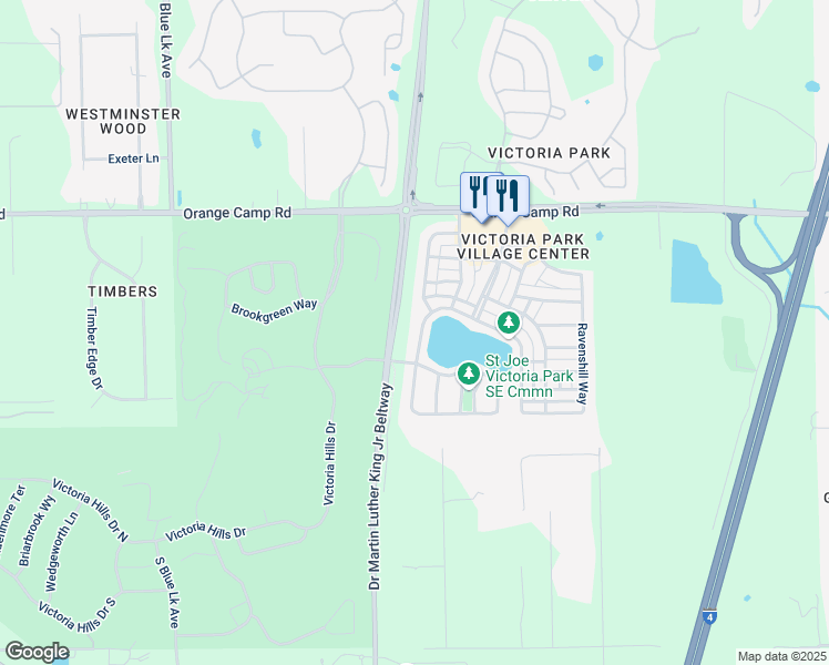 map of restaurants, bars, coffee shops, grocery stores, and more near 318 West Lake Victoria Circle in DeLand