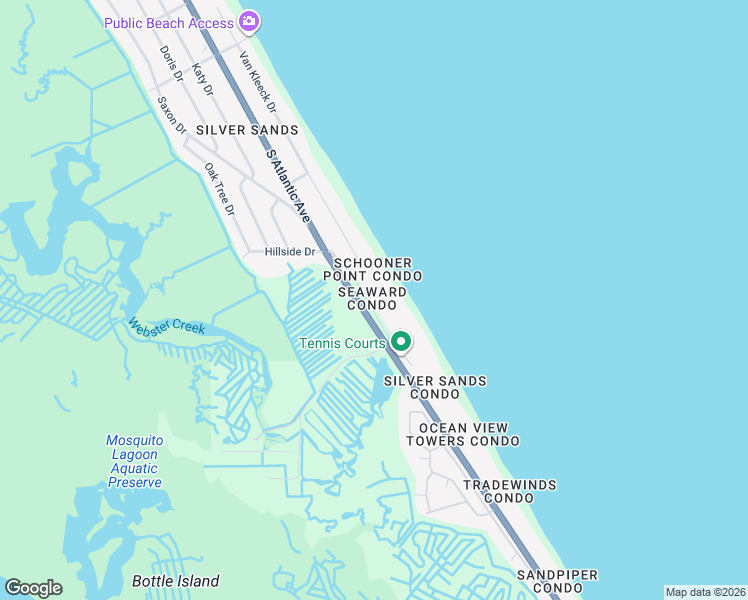map of restaurants, bars, coffee shops, grocery stores, and more near 4811 Saxon Drive in New Smyrna Beach