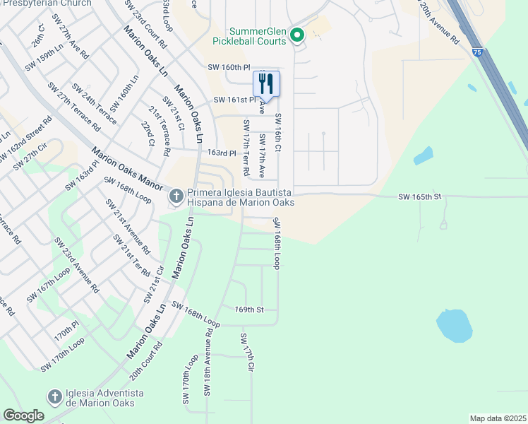 map of restaurants, bars, coffee shops, grocery stores, and more near 110 Marion Oaks Manor in Ocala