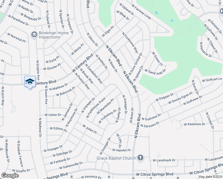map of restaurants, bars, coffee shops, grocery stores, and more near 8084 North Voyager Drive in Citrus Springs