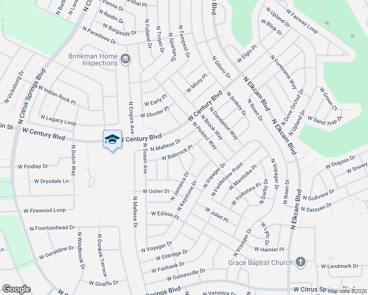 map of restaurants, bars, coffee shops, grocery stores, and more near 3173 West Babcock Place in Citrus Springs