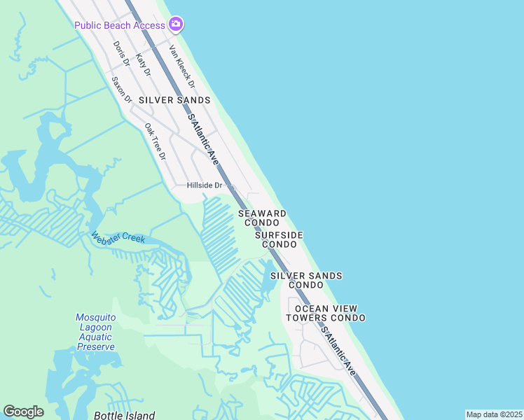 map of restaurants, bars, coffee shops, grocery stores, and more near 4811 Saxon Drive in New Smyrna Beach