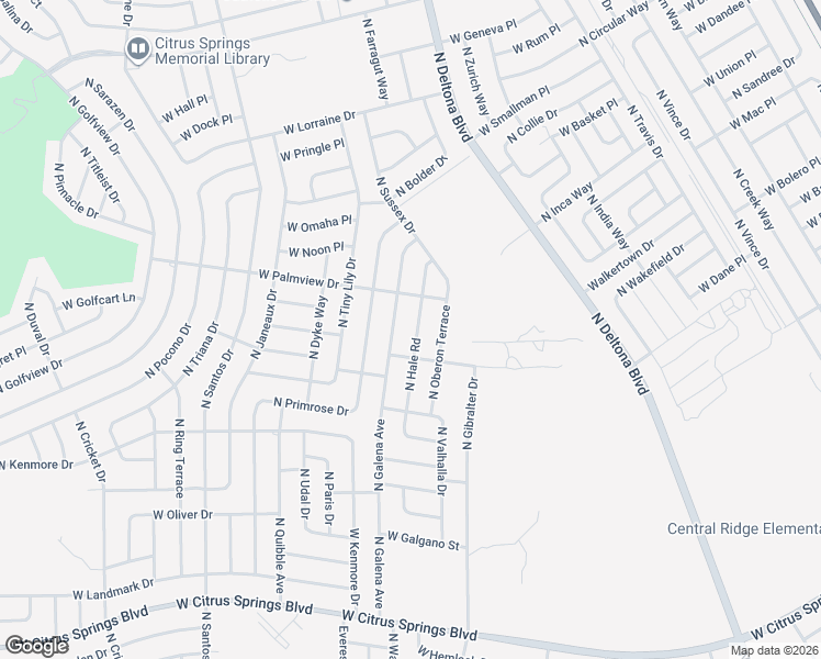 map of restaurants, bars, coffee shops, grocery stores, and more near 8105 North Hale Road in Citrus Springs