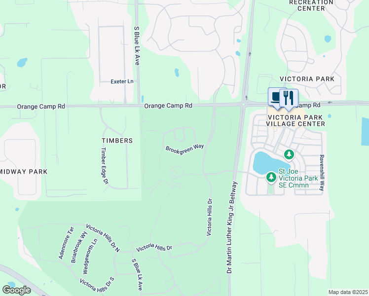 map of restaurants, bars, coffee shops, grocery stores, and more near 217 Brookgreen Way in DeLand