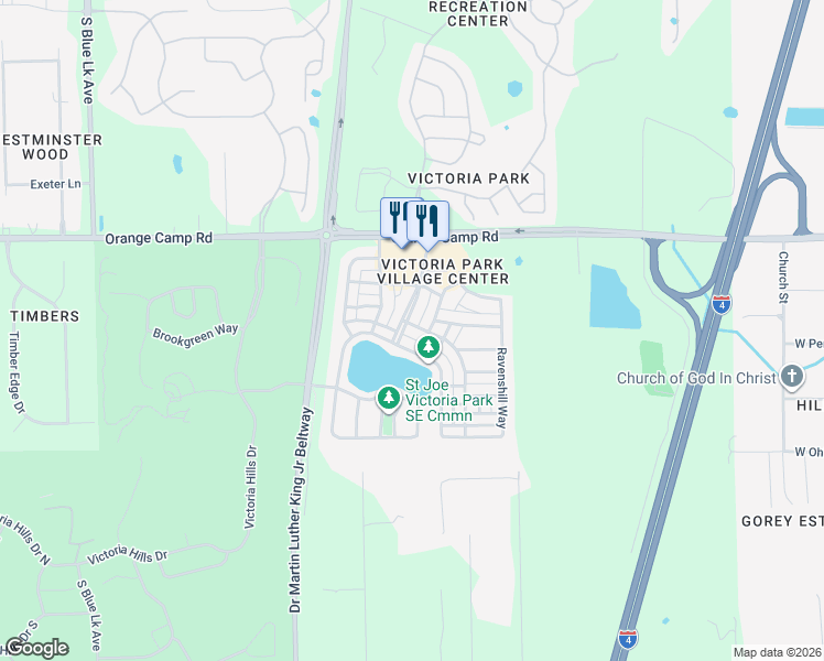 map of restaurants, bars, coffee shops, grocery stores, and more near 103 Manor View Lane in DeLand