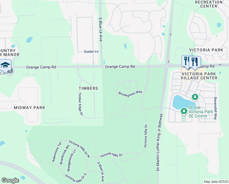 map of restaurants, bars, coffee shops, grocery stores, and more near 500 Ridgeway Blvd in DeLand