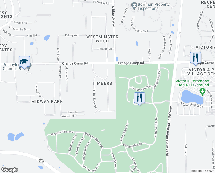 map of restaurants, bars, coffee shops, grocery stores, and more near 1681 Timber Hills Drive in DeLand