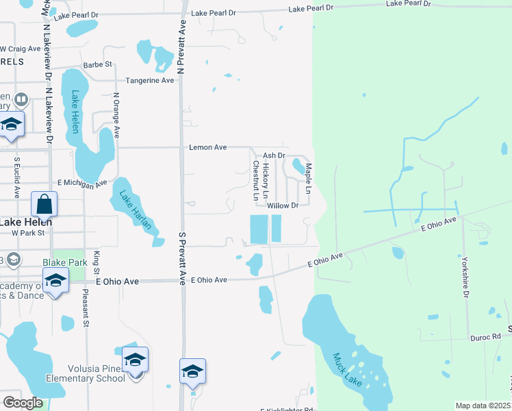 map of restaurants, bars, coffee shops, grocery stores, and more near 199 Chestnut Lane in Lake Helen