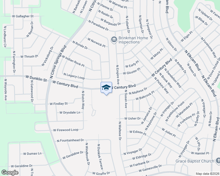 map of restaurants, bars, coffee shops, grocery stores, and more near 3541 West Century Boulevard in Citrus Springs