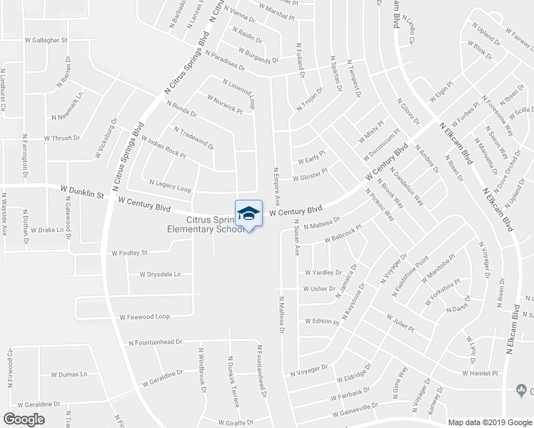 map of restaurants, bars, coffee shops, grocery stores, and more near 3515 West Century Boulevard in Citrus Springs