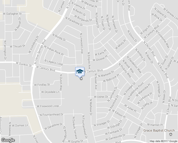 map of restaurants, bars, coffee shops, grocery stores, and more near West Century Boulevard in Citrus Springs