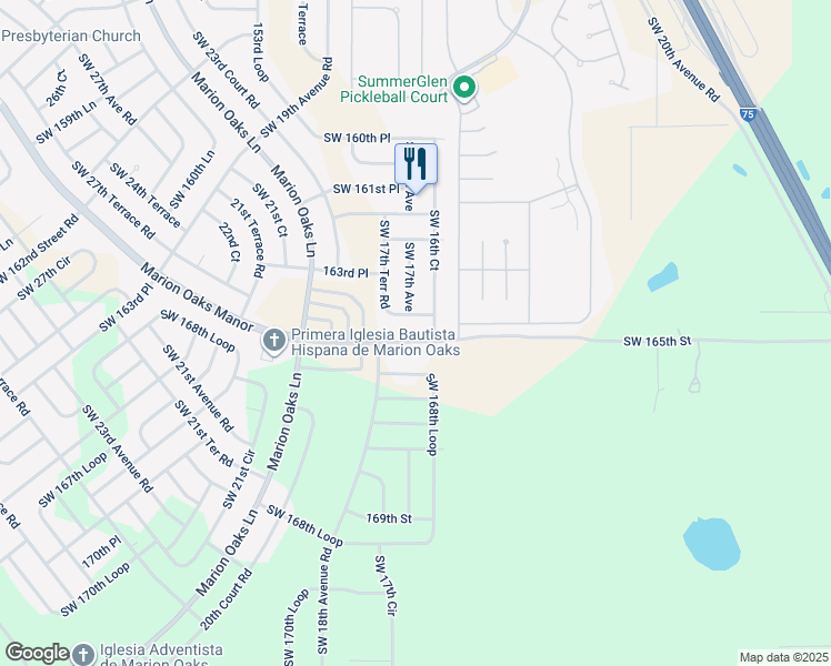 map of restaurants, bars, coffee shops, grocery stores, and more near 109 Marion Oaks Manor in Ocala