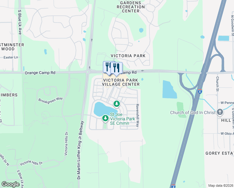 map of restaurants, bars, coffee shops, grocery stores, and more near 214 Woodhouse Lane in DeLand