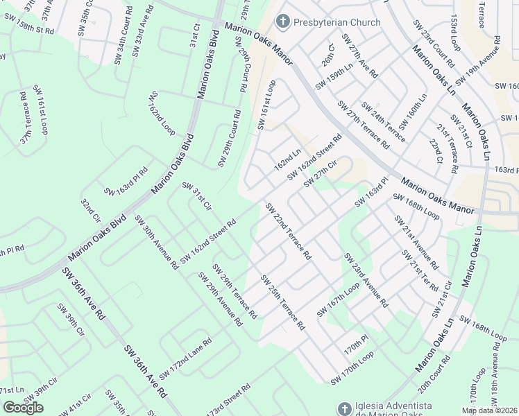 map of restaurants, bars, coffee shops, grocery stores, and more near 3382-16540 Southwest 28th Circle in Ocala