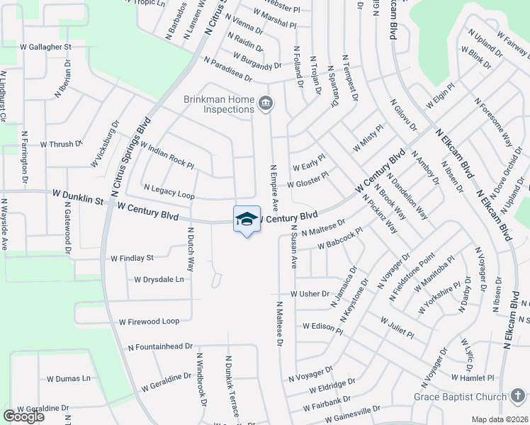 map of restaurants, bars, coffee shops, grocery stores, and more near 3541 West Century Boulevard in Citrus Springs