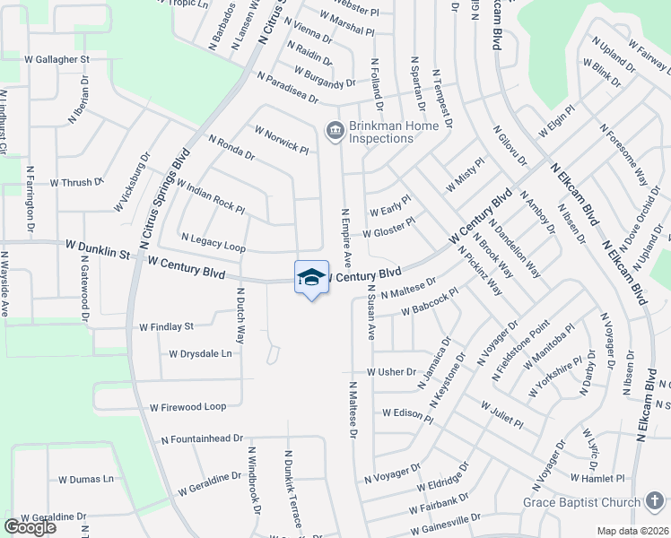 map of restaurants, bars, coffee shops, grocery stores, and more near 3515 West Century Boulevard in Citrus Springs