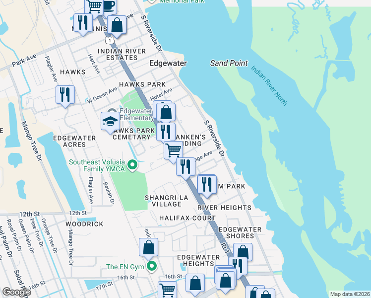 map of restaurants, bars, coffee shops, grocery stores, and more near 1008 Fernald Street in Edgewater