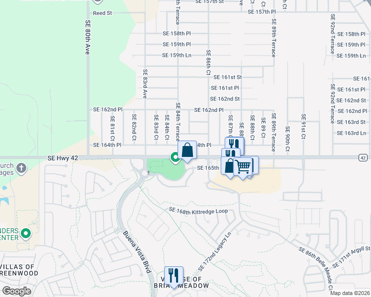 map of restaurants, bars, coffee shops, grocery stores, and more near 16441 Southeast 84th Terrace in Summerfield