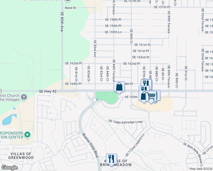 map of restaurants, bars, coffee shops, grocery stores, and more near 8400 Southeast 164th Place in Summerfield