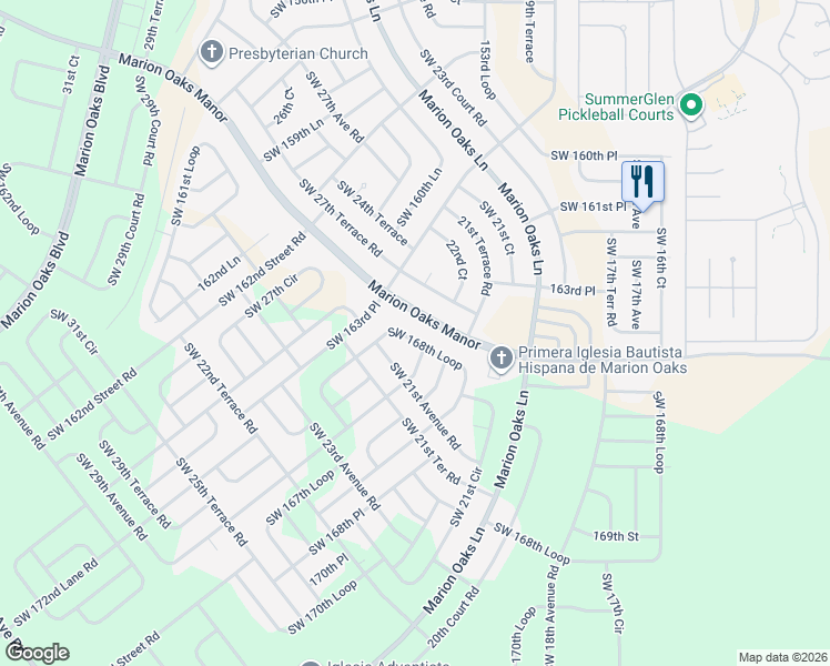 map of restaurants, bars, coffee shops, grocery stores, and more near 184 Marion Oaks Manor in Ocala