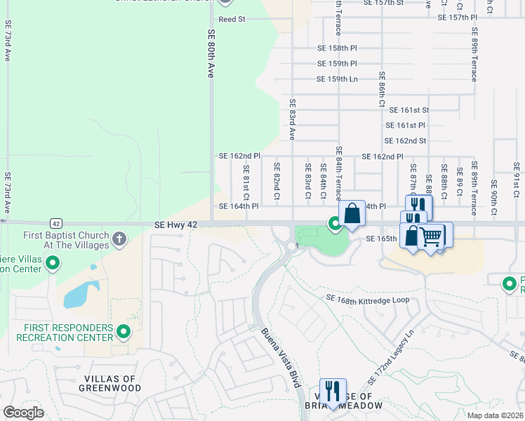 map of restaurants, bars, coffee shops, grocery stores, and more near 8249 Southeast 164th Place in Summerfield