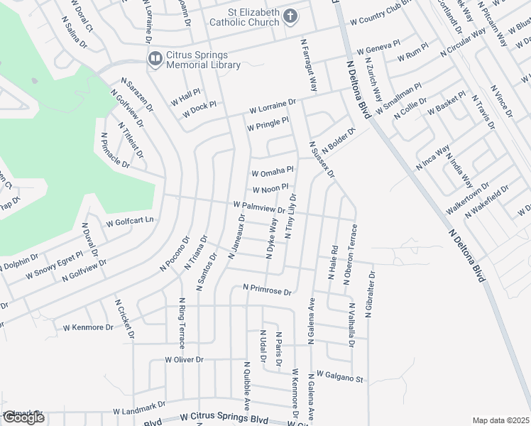 map of restaurants, bars, coffee shops, grocery stores, and more near 1491 West Palmview Drive in Citrus Springs