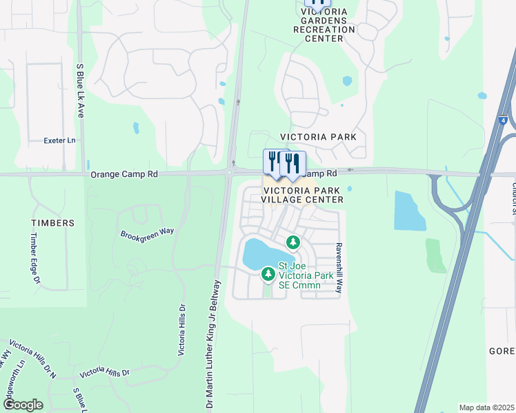 map of restaurants, bars, coffee shops, grocery stores, and more near 203 West Chancery Lane in DeLand