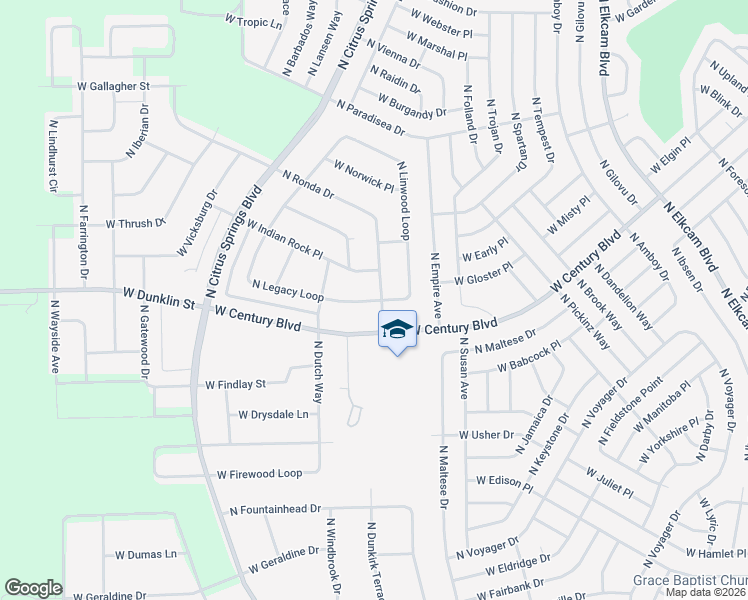 map of restaurants, bars, coffee shops, grocery stores, and more near 8235 North Legacy Loop in Citrus Springs