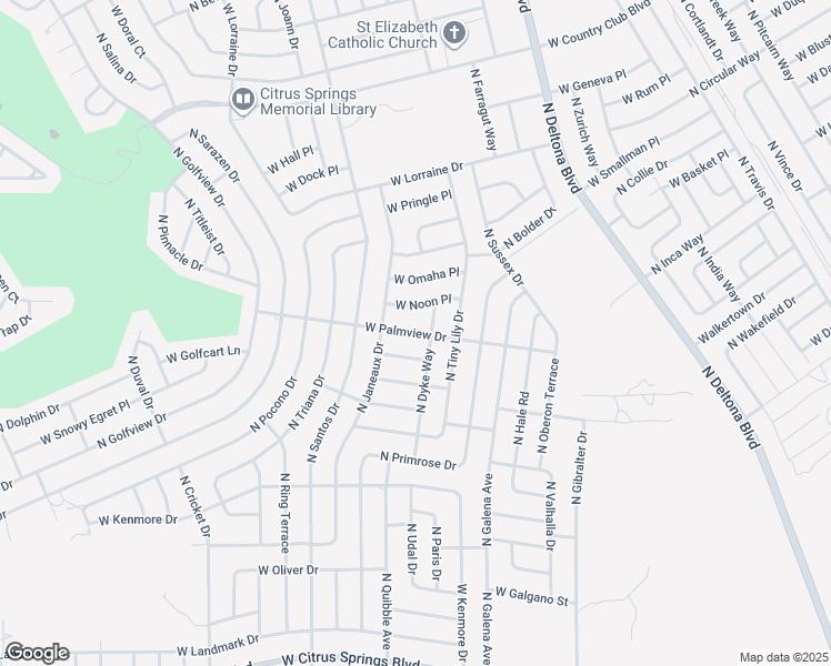 map of restaurants, bars, coffee shops, grocery stores, and more near 1491 West Palmview Drive in Citrus Springs