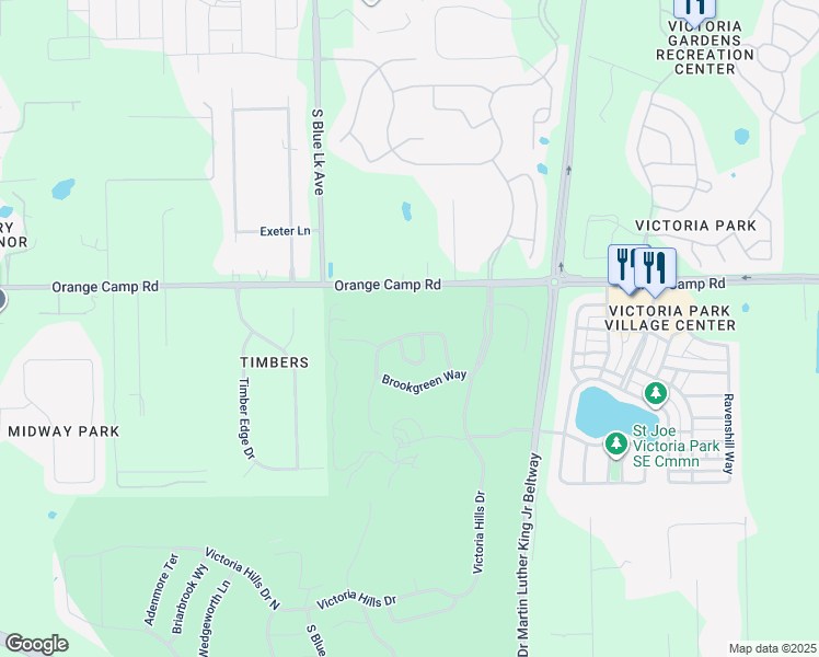 map of restaurants, bars, coffee shops, grocery stores, and more near 204 Ridgeway Boulevard in DeLand