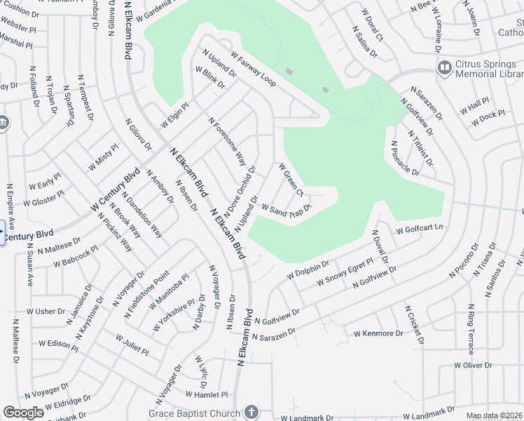 map of restaurants, bars, coffee shops, grocery stores, and more near 2552 West Sand Trap Drive in Citrus Springs