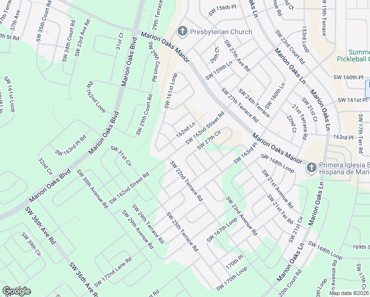 map of restaurants, bars, coffee shops, grocery stores, and more near 2730 Southwest 162nd Street Road in Ocala